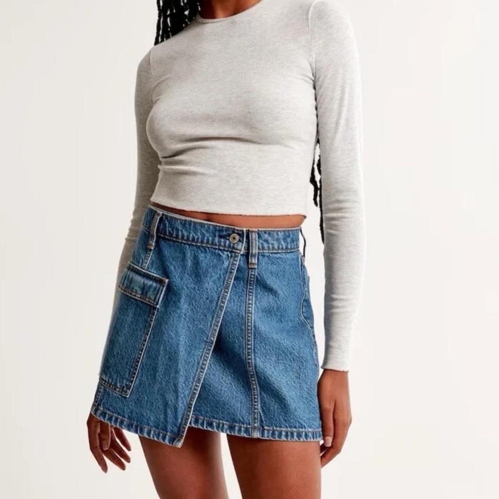 Abercrombie Denim Wrap Cargo Mini Skirt